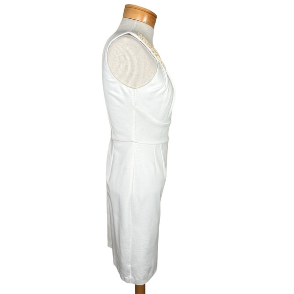 Trina Turk Ivory White Knit Cocktail Sheath Dress Faceted Beaded Neckline 4 NWT - Picture 5 of 15